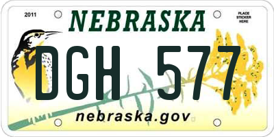 NE license plate DGH577