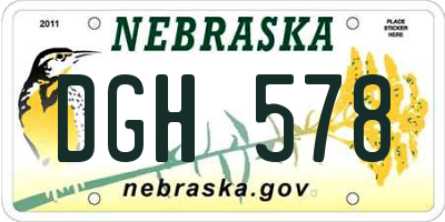 NE license plate DGH578