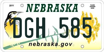 NE license plate DGH585