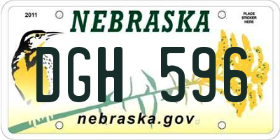 NE license plate DGH596