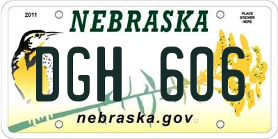 NE license plate DGH606
