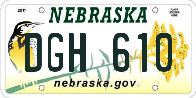 NE license plate DGH610