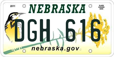 NE license plate DGH616