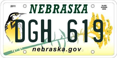 NE license plate DGH619