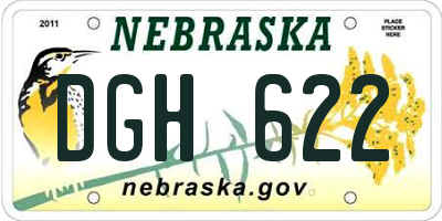 NE license plate DGH622