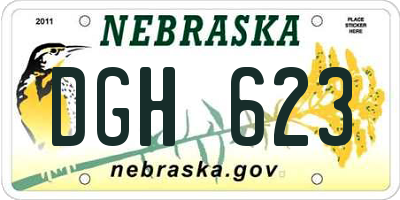NE license plate DGH623