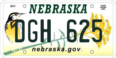 NE license plate DGH625