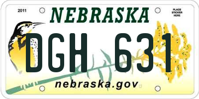 NE license plate DGH631