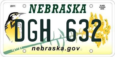 NE license plate DGH632