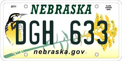 NE license plate DGH633