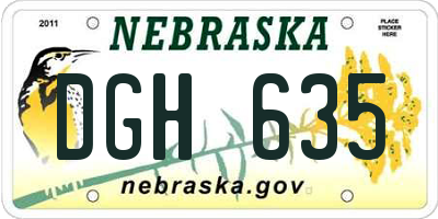 NE license plate DGH635