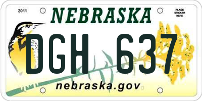 NE license plate DGH637