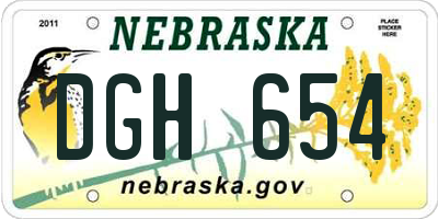 NE license plate DGH654