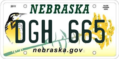 NE license plate DGH665