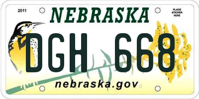 NE license plate DGH668