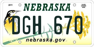 NE license plate DGH670