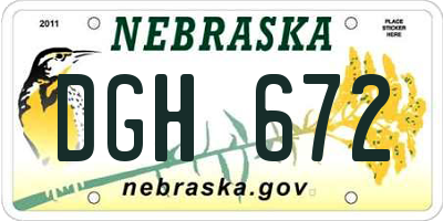 NE license plate DGH672