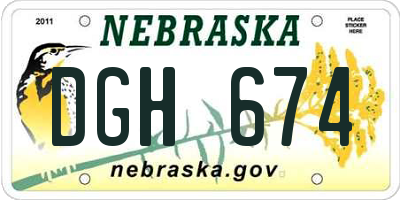 NE license plate DGH674