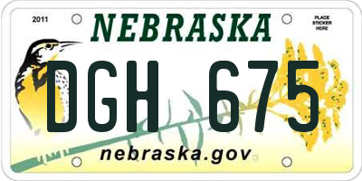 NE license plate DGH675