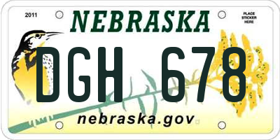 NE license plate DGH678