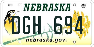 NE license plate DGH694