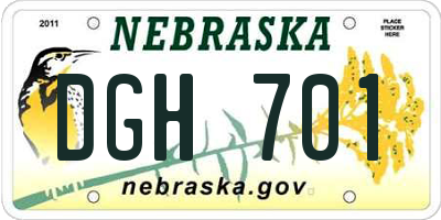 NE license plate DGH701