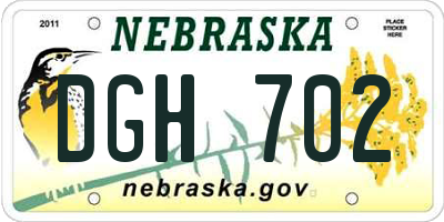 NE license plate DGH702