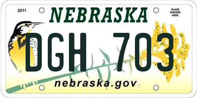 NE license plate DGH703