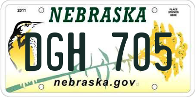 NE license plate DGH705