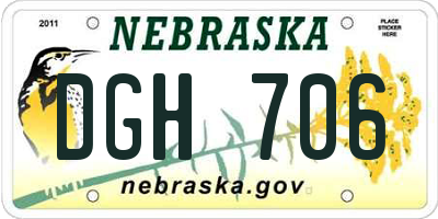 NE license plate DGH706