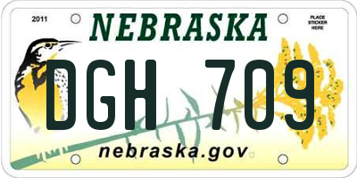 NE license plate DGH709
