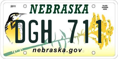 NE license plate DGH711