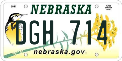 NE license plate DGH714