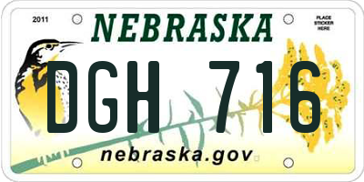 NE license plate DGH716