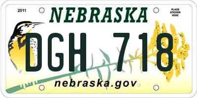 NE license plate DGH718