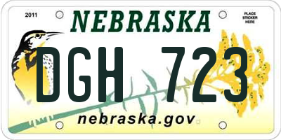 NE license plate DGH723