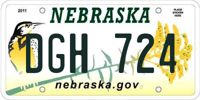 NE license plate DGH724