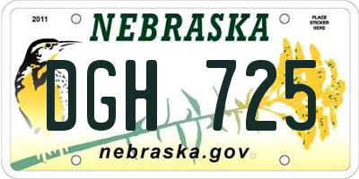 NE license plate DGH725