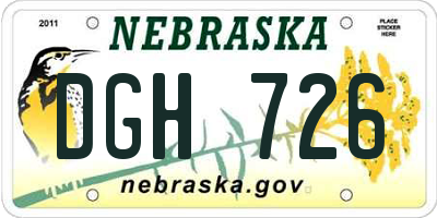 NE license plate DGH726