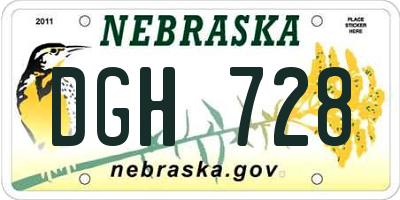 NE license plate DGH728