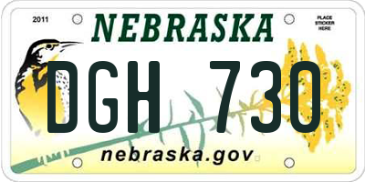 NE license plate DGH730
