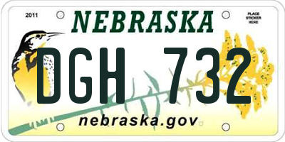 NE license plate DGH732
