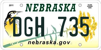NE license plate DGH735