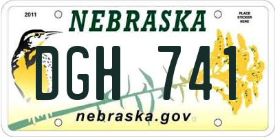NE license plate DGH741