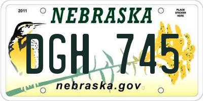NE license plate DGH745