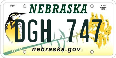NE license plate DGH747