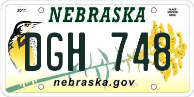 NE license plate DGH748