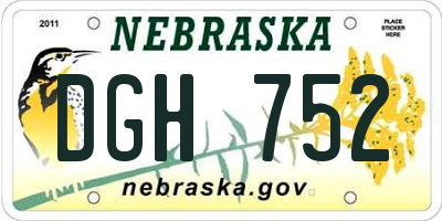 NE license plate DGH752