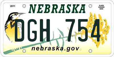NE license plate DGH754