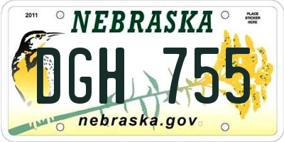 NE license plate DGH755